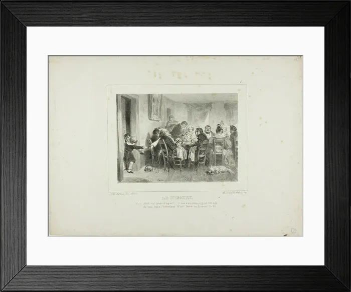 Framed Print : The Dessert: My eldest is full of spirit!...he is very advanced for his age...I intend to... 1837. Creator: Auguste Raffet