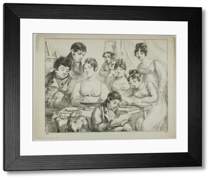 Framed Print : Conversation, a Family Drawing and Reading, the Nurse Holding an Infant, a Portrait of Pri... 1817. Creator: Vivant Denon