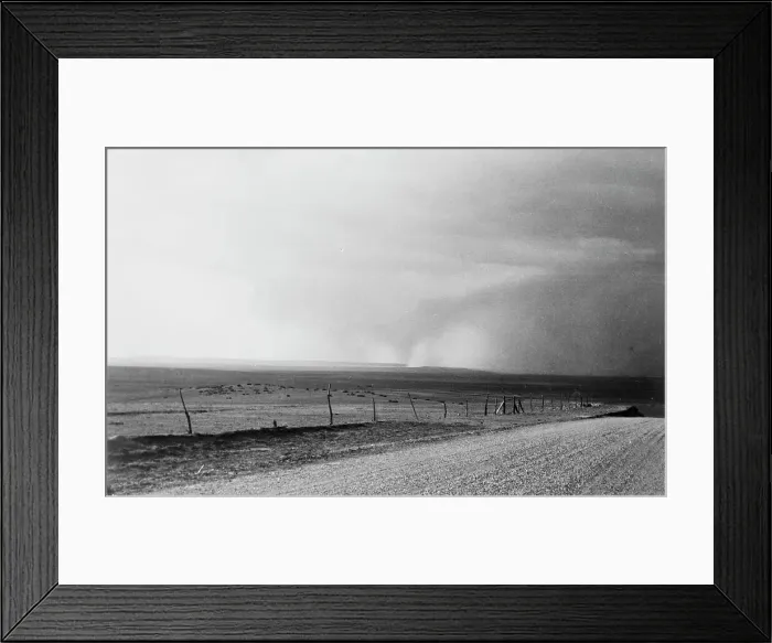 Framed Print : Dust storm near Mills, New Mexico, 1935. Creator: Dorothea Lange Framed Print : Dust storm near Mills, New Mexico, 1935. Creator: Dorothea Lange
