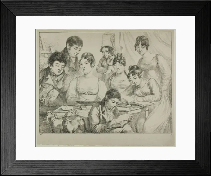 Framed Print : Conversation, a Family Drawing and Reading, the Nurse Holding an Infant, a Portrait of Pri... 1817. Creator: Vivant Denon Framed Print : Conversation, a Family Drawing and Reading, the Nurse Holding an Infant, a Portrait of Pri... 1817. Creator: Vivant Denon