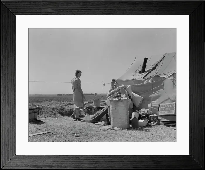 Framed Print : Young family just arrived from Arkansas camped along the road, Imperial Valley, California, 1937. Creator: Dorothea Lange Framed Print : Young family just arrived from Arkansas camped along the road, Imperial Valley, California, 1937. Creator: Dorothea Lange