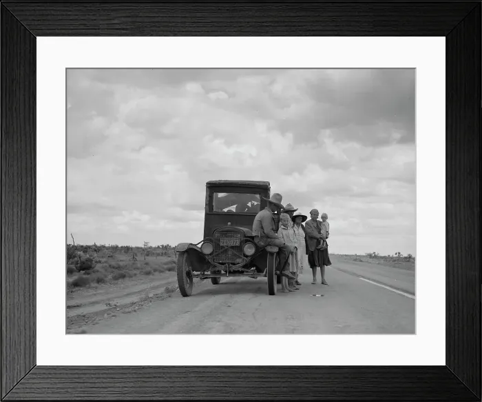 Framed Print : Three related Oklahoma drought refugee families near Lordsburg, New Mexico, 1937. Creator: Dorothea Lange Framed Print : Three related Oklahoma drought refugee families near Lordsburg, New Mexico, 1937. Creator: Dorothea Lange