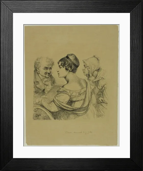 Framed Print : Self-Portrait with Two Young Ladies, c. 1816–17. Creator: Vivant Denon Framed Print : Self-Portrait with Two Young Ladies, c. 1816–17. Creator: Vivant Denon