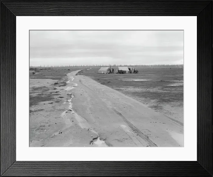 Framed Print : Camp of two related families seen from U.S. 99. Kern County, California, 1939. Creator: Dorothea Lange Framed Print : Camp of two related families seen from U.S. 99. Kern County, California, 1939. Creator: Dorothea Lange