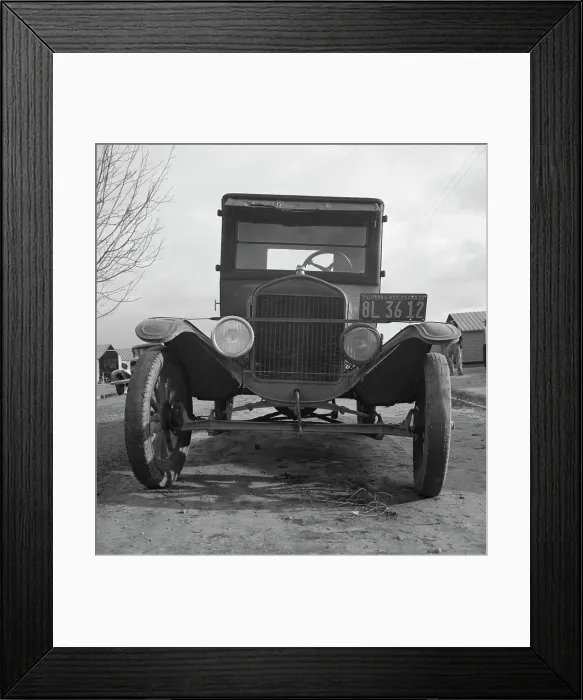 Framed Print : Model T Fords still carry migrants, FSA migratory labor camp at Farmersville, California, 1939. Creator: Dorothea Lange Framed Print : Model T Fords still carry migrants, FSA migratory labor camp at Farmersville, California, 1939. Creator: Dorothea Lange