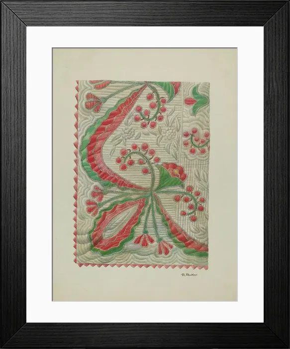Framed Print : Applique Quilt, c. 1940. Creator: Ruth Buker Framed Print : Applique Quilt, c. 1940. Creator: Ruth Buker