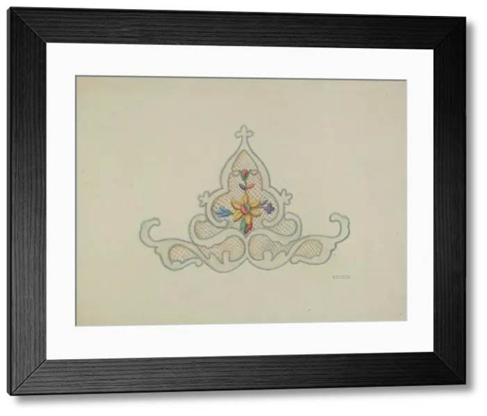 Framed Print : Wedding Dress Motif (Insert), c. 1940. Creator: Ruth Buker Framed Print : Wedding Dress Motif (Insert), c. 1940. Creator: Ruth Buker
