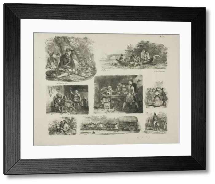 Framed Print : Sheet of Sketches, 1829. Creator: Auguste Raffet Framed Print : Sheet of Sketches, 1829. Creator: Auguste Raffet