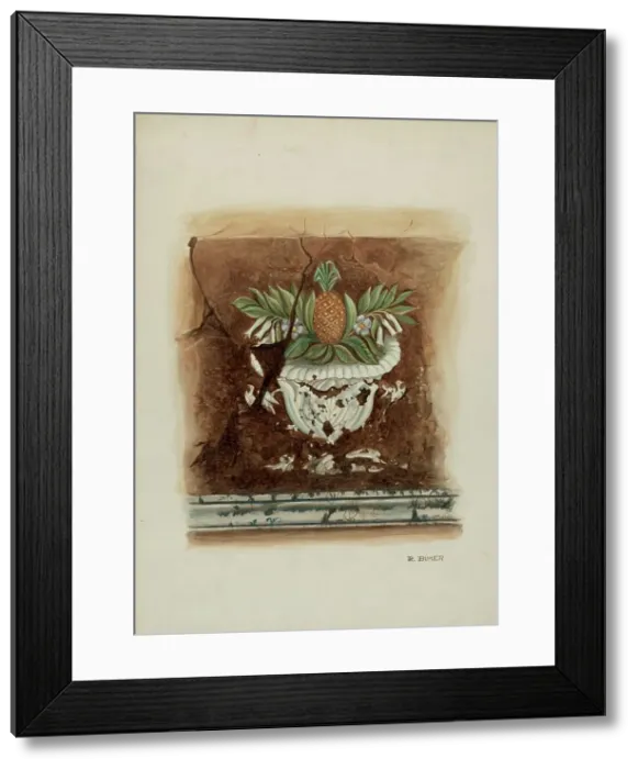Framed Print : Wall Painting, Pineapple Motif, 1937. Creator: Ruth Buker Framed Print : Wall Painting, Pineapple Motif, 1937. Creator: Ruth Buker