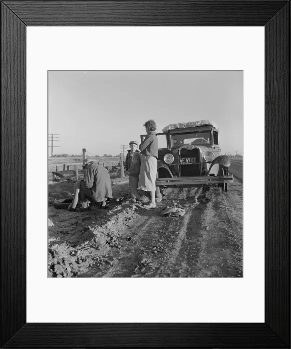Framed Print : Migratory agricultrual worker family along California highway, U.S. 99, 1937. Creator: Dorothea Lange Framed Print : Migratory agricultrual worker family along California highway, U.S. 99, 1937. Creator: Dorothea Lange