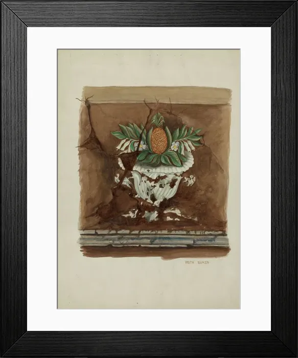Framed Print : Wall Painting, Pineapple, c. 1940. Creator: Ruth Buker Framed Print : Wall Painting, Pineapple, c. 1940. Creator: Ruth Buker