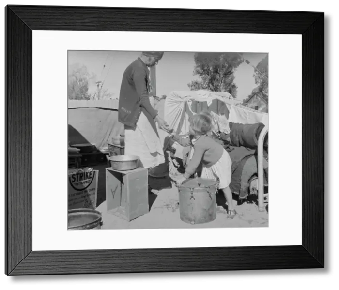Framed Print : Drought refugees in migratory agricultural workers camp, California, 1937. Creator: Dorothea Lange Framed Print : Drought refugees in migratory agricultural workers camp, California, 1937. Creator: Dorothea Lange