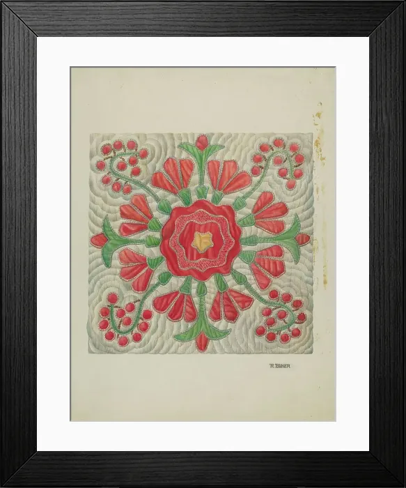 Framed Print : Applique Quilt, c. 1940. Creator: Ruth Buker Framed Print : Applique Quilt, c. 1940. Creator: Ruth Buker