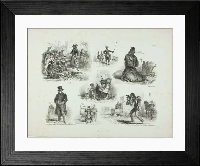 Framed Print : Sheet of Sketches, 1828. Creator: Auguste Raffet Framed Print : Sheet of Sketches, 1828. Creator: Auguste Raffet