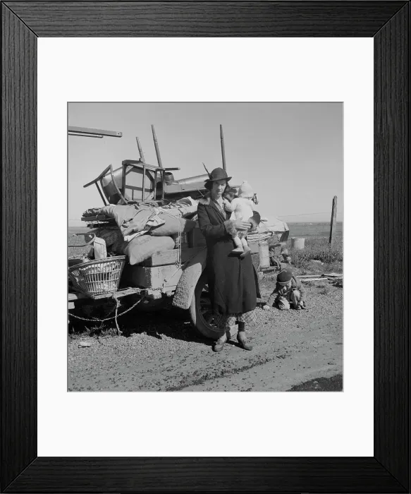 Framed Print : Missouri family of five, seven months from the drought area, 1937. Creator: Dorothea Lange Framed Print : Missouri family of five, seven months from the drought area, 1937. Creator: Dorothea Lange