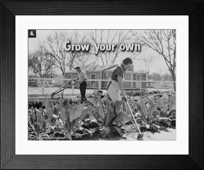 Framed Print : Homegrown food is homegrown wealth, 1936. Creator: Dorothea Lange Framed Print : Homegrown food is homegrown wealth, 1936. Creator: Dorothea Lange
