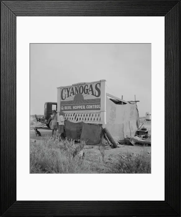 Framed Print : Migrant agricultural workers home, California, 1937. Creator: Dorothea Lange Framed Print : Migrant agricultural workers home, California, 1937. Creator: Dorothea Lange