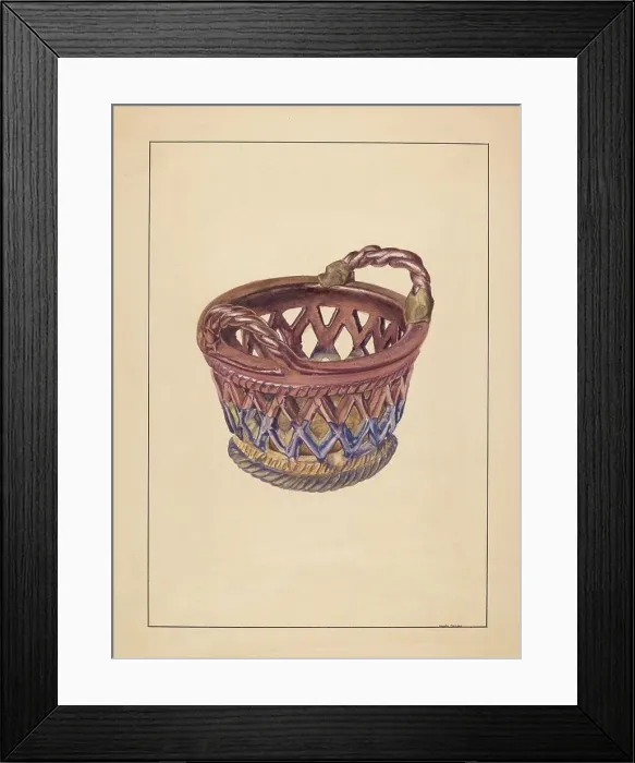 Framed Print : Pottery Basket, c. 1937. Creator: Angelo Bulone Framed Print : Pottery Basket, c. 1937. Creator: Angelo Bulone