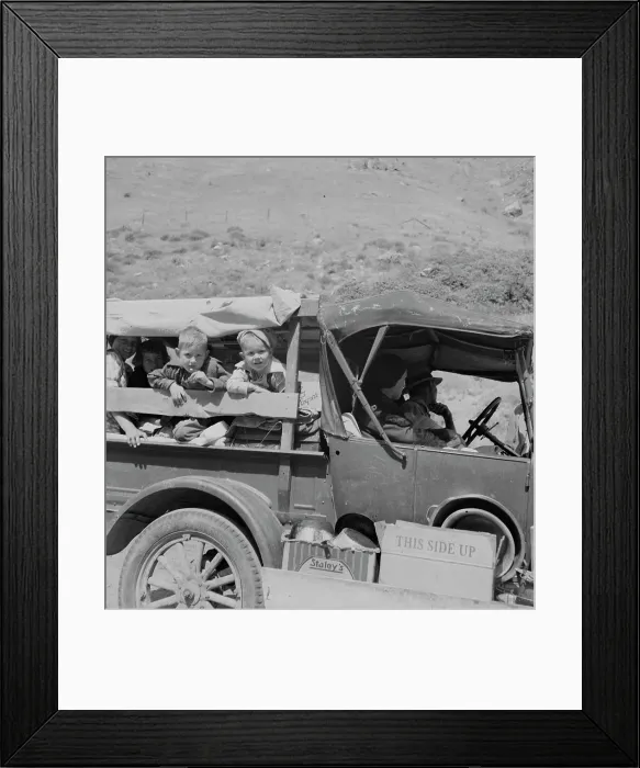 Framed Print : Family of drought refugees on US 99 near Bakersfield, California, 1937. Creator: Dorothea Lange Framed Print : Family of drought refugees on US 99 near Bakersfield, California, 1937. Creator: Dorothea Lange