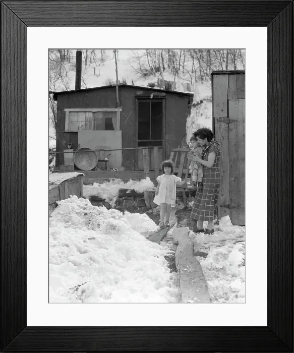 Framed Print : Home and family of a Utah coal miner, Consumers, near Price, Utah, 1936. Creator: Dorothea Lange Framed Print : Home and family of a Utah coal miner, Consumers, near Price, Utah, 1936. Creator: Dorothea Lange