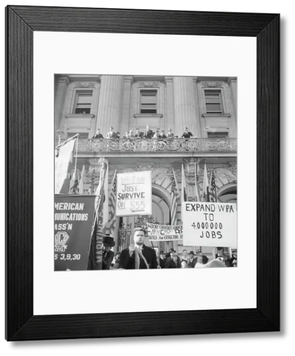 Framed Print : In front of city hall, San Francisco, California, 1939. Creator: Dorothea Lange Framed Print : In front of city hall, San Francisco, California, 1939. Creator: Dorothea Lange