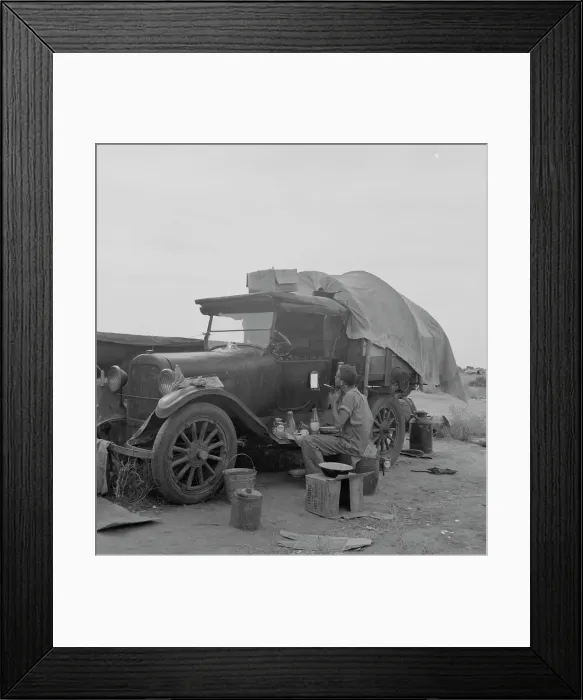 Framed Print : Potato picker in camp near Shafter, California, 1937. Creator: Dorothea Lange Framed Print : Potato picker in camp near Shafter, California, 1937. Creator: Dorothea Lange
