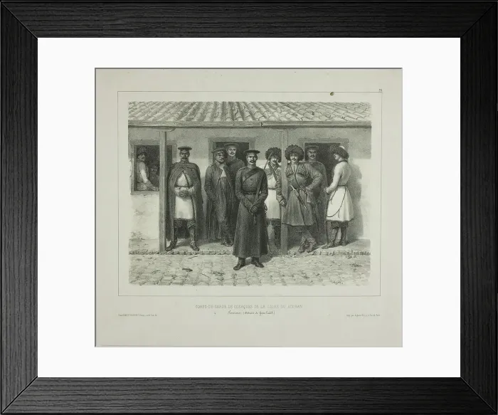 Framed Print : Cossack Bodyguards of the Line, Kuban, Taman, Détroit de Yéni-Kaleb, October 9, 1837, 1846. Creator: Auguste Raffet Framed Print : Cossack Bodyguards of the Line, Kuban, Taman, Détroit de Yéni-Kaleb, October 9, 1837, 1846. Creator: Auguste Raffet