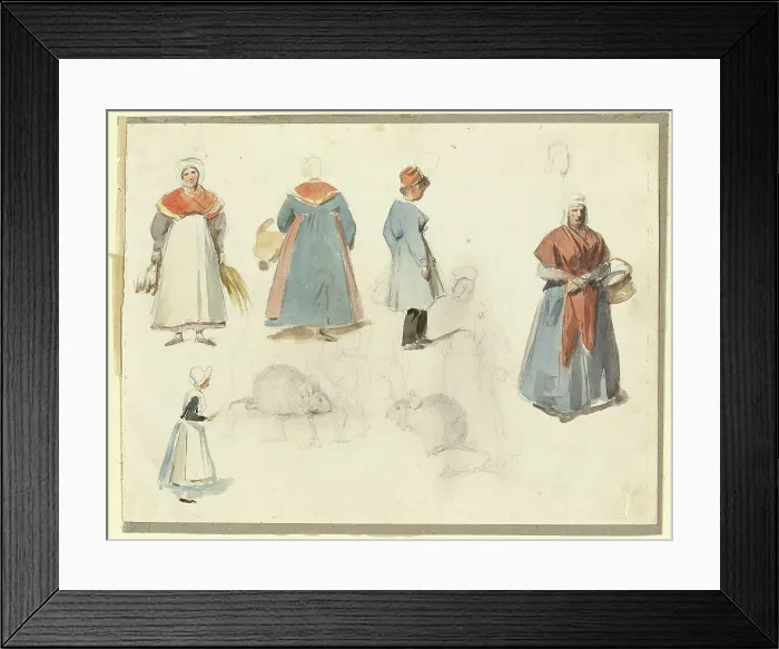 Framed Print : Sheet of Sketches: Men, Women and Mice, n.d. Creator: Auguste Raffet Framed Print : Sheet of Sketches: Men, Women and Mice, n.d. Creator: Auguste Raffet