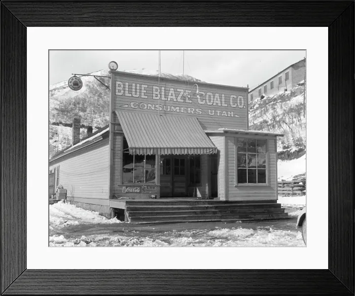 Framed Print : Company store in coal town, Consumers, near Price, Utah, 1936. Creator: Dorothea Lange Framed Print : Company store in coal town, Consumers, near Price, Utah, 1936. Creator: Dorothea Lange