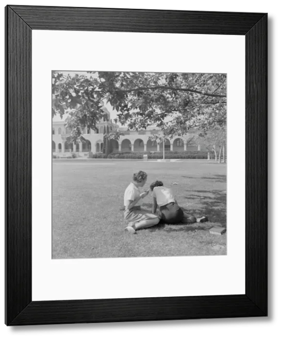 Framed Print : High school with Federal Art Project mural, Fullerton, California, 1937. Creator: Dorothea Lange Framed Print : High school with Federal Art Project mural, Fullerton, California, 1937. Creator: Dorothea Lange