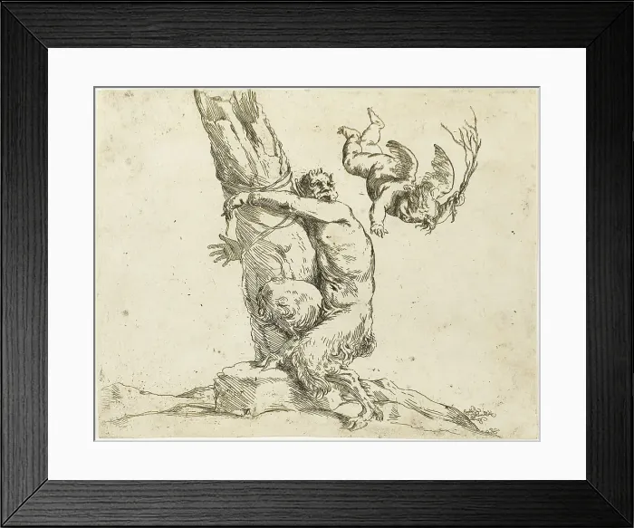 Framed Print : Cupid Punishing a Satyr, n.d. Creator: Jusepe de Ribera Framed Print : Cupid Punishing a Satyr, n.d. Creator: Jusepe de Ribera