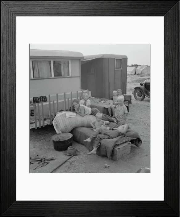 Framed Print : Children from Chickasaw, Oklahoma, in a potato pickers camp near Shafter, California, 1937. Creator: Dorothea Lange Framed Print : Children from Chickasaw, Oklahoma, in a potato pickers camp near Shafter, California, 1937. Creator: Dorothea Lange