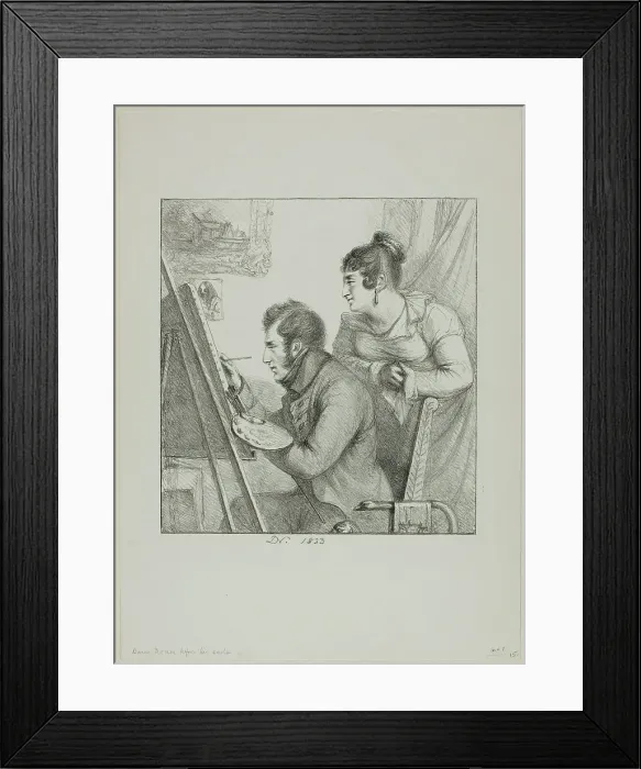 Framed Print : Baron Denon before his Easel, 1823. Creator: Vivant Denon Framed Print : Baron Denon before his Easel, 1823. Creator: Vivant Denon