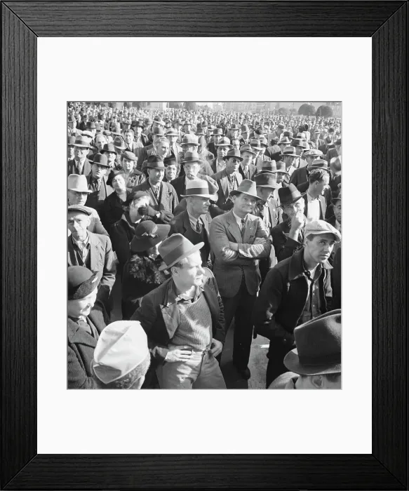 Framed Print : Listening to speeches at mass meeting of WPA workers... San Francisco, California, 1939. Creator: Dorothea Lange Framed Print : Listening to speeches at mass meeting of WPA workers... San Francisco, California, 1939. Creator: Dorothea Lange