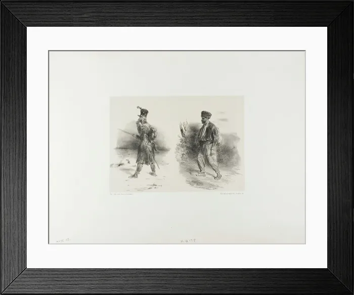Framed Print : Sheet with Stumped Sketch, 1839. Creator: Auguste Raffet Framed Print : Sheet with Stumped Sketch, 1839. Creator: Auguste Raffet