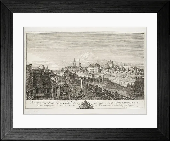 Framed Print : Exterior View of the Italian Gate of the Ramparts of the Town of Dresden, 1750. Creator: Bernardo Bellotto Framed Print : Exterior View of the Italian Gate of the Ramparts of the Town of Dresden, 1750. Creator: Bernardo Bellotto