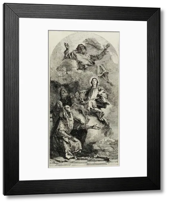 Framed Print : Saint Anne and Saint Joachim Offering the Virgin Mary as a Child to the Eternal Father, c.1770. Creator: Lorenzo Tiepolo Framed Print : Saint Anne and Saint Joachim Offering the Virgin Mary as a Child to the Eternal Father, c.1770. Creator: Lorenzo Tiepolo