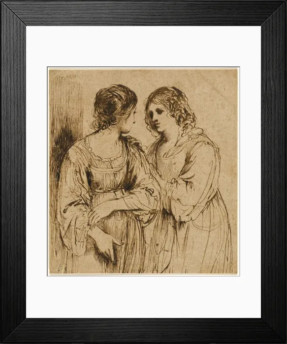 Framed Print : Two Young Women in Conversation, n.d. Creator: School of Guercino Italian, 1591-1667 Framed Print : Two Young Women in Conversation, n.d. Creator: School of Guercino Italian, 1591-1667