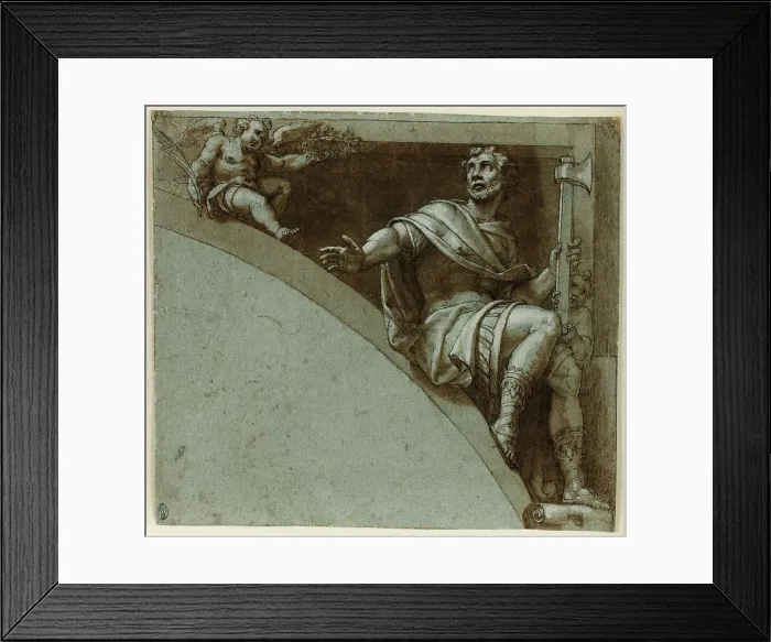 Framed Print : Design for a Spandrel: A Roman Martyr and Two Putti-Saint Jude the Apostle, 1573 / 75. Creator: Livio Agresti da Forlì Framed Print : Design for a Spandrel: A Roman Martyr and Two Putti-Saint Jude the Apostle, 1573 / 75. Creator: Livio Agresti da Forlì