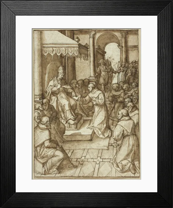 Framed Print : Approval of the Rules of the Franciscan Order by Pope Innocent III in 1209, n.d. Creator: Livio Agresti da Forlì Framed Print : Approval of the Rules of the Franciscan Order by Pope Innocent III in 1209, n.d. Creator: Livio Agresti da Forlì