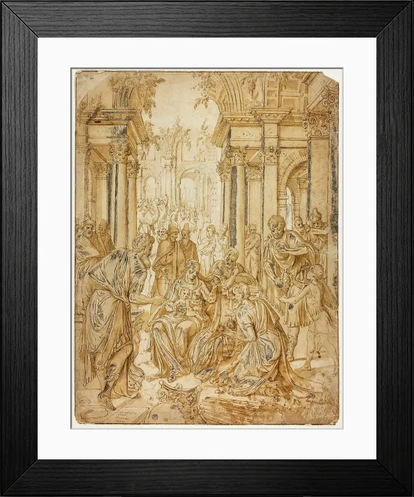 Framed Print : Adoration of the Magi, 1559. Creator: Lambert van Noort Framed Print : Adoration of the Magi, 1559. Creator: Lambert van Noort