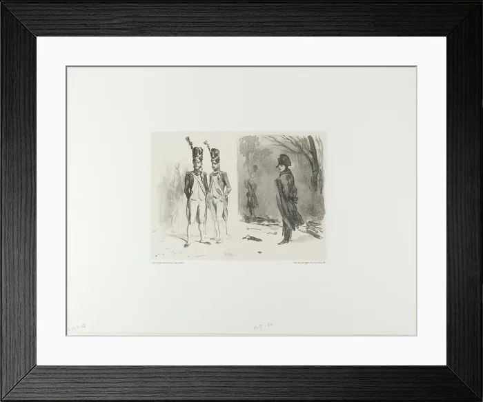 Framed Print : Sheet with Sketch (Grenadier of the Guard, Napoleon in a Bivouac), 1842. Creator: Auguste Raffet Framed Print : Sheet with Sketch (Grenadier of the Guard, Napoleon in a Bivouac), 1842. Creator: Auguste Raffet