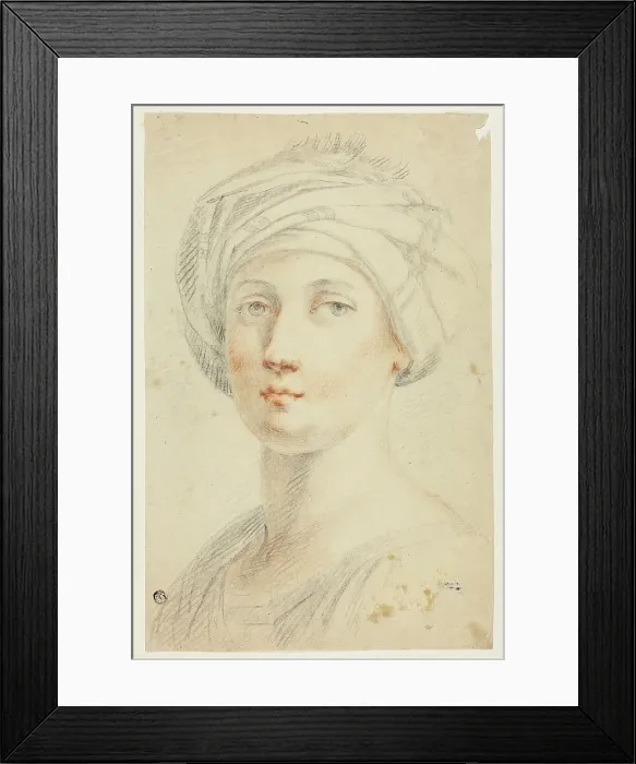 Framed Print : Portrait Bust of Young Woman in Turban, n.d. Creator: David Allan Framed Print : Portrait Bust of Young Woman in Turban, n.d. Creator: David Allan