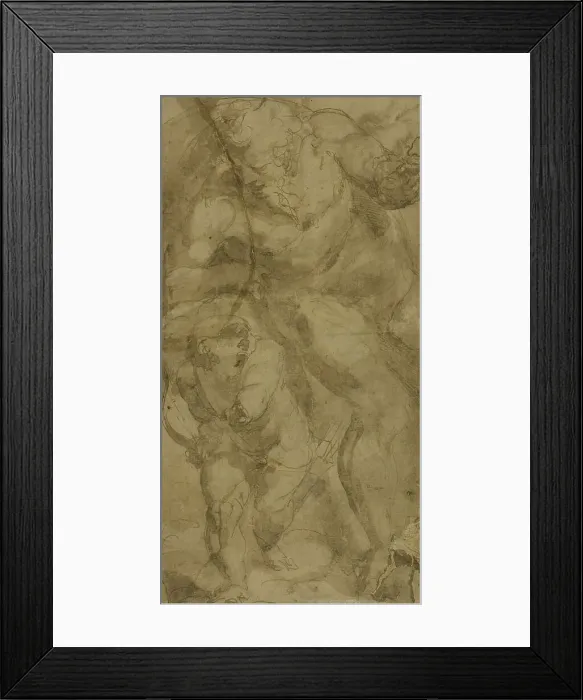 Framed Print : Mars and Cupid, c.1550. Creator: Luca Cambiaso Framed Print : Mars and Cupid, c.1550. Creator: Luca Cambiaso