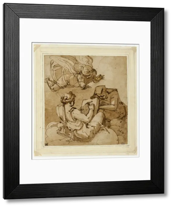 Framed Print : Allegorical Subject (Angel above Two Sibyls), 1560 / 65. Creator: Luca Cambiaso Framed Print : Allegorical Subject (Angel above Two Sibyls), 1560 / 65. Creator: Luca Cambiaso