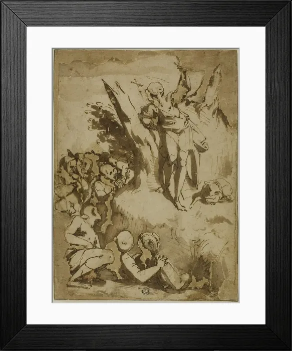 Framed Print : Saint John the Baptist Preaching, c.1584. Creator: Luca Cambiaso