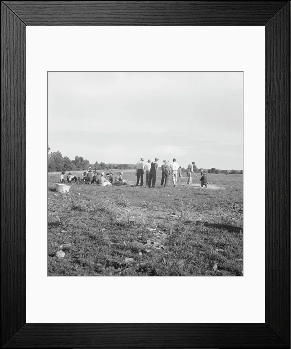 Framed Print : Farmers baseball game in the country, on U.S. 62, near Mountain Home, northern Arkansas, 1938. Creator: Dorothea Lange Framed Print : Farmers baseball game in the country, on U.S. 62, near Mountain Home, northern Arkansas, 1938. Creator: Dorothea Lange
