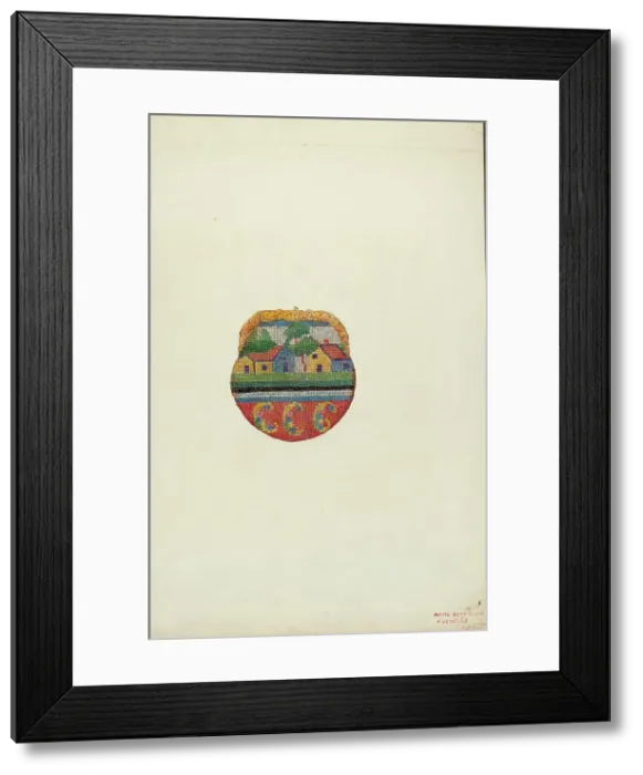 Framed Print : Beaded Purse, c. 1937. Creator: Ann Gene Buckley Framed Print : Beaded Purse, c. 1937. Creator: Ann Gene Buckley