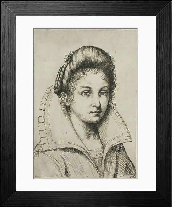 Framed Print : Portrait Bust of a Woman with a Large Collar, from Perfect School to Learn How... n.d. Creator: Luca Ciamberlano Framed Print : Portrait Bust of a Woman with a Large Collar, from Perfect School to Learn How... n.d. Creator: Luca Ciamberlano