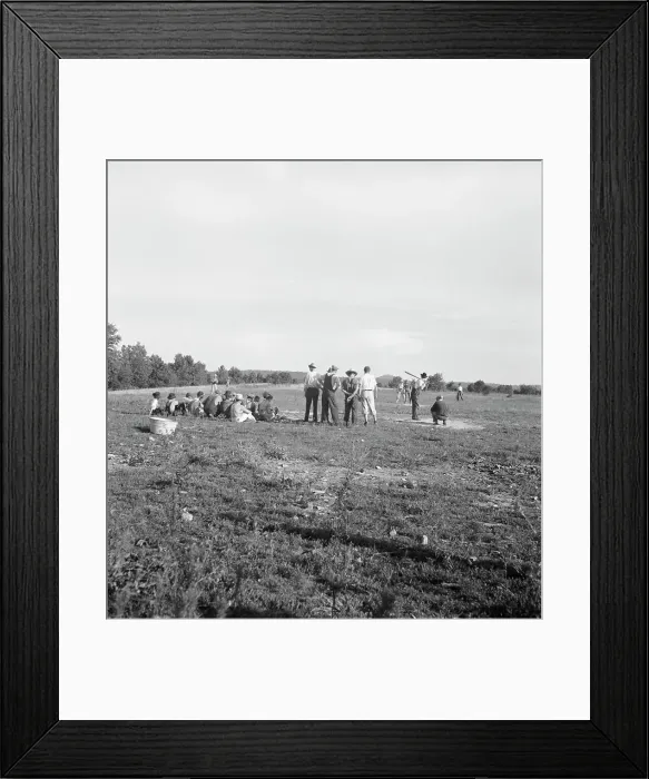 Framed Print : Farmers baseball game in the country, on U.S. 62, near Mountain Home, northern Arkansas, 1938. Creator: Dorothea Lange Framed Print : Farmers baseball game in the country, on U.S. 62, near Mountain Home, northern Arkansas, 1938. Creator: Dorothea Lange